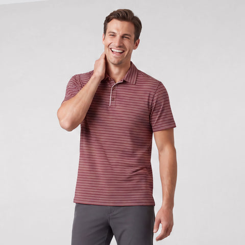 Clubhouse Performance Polo -- Maroon Stripe