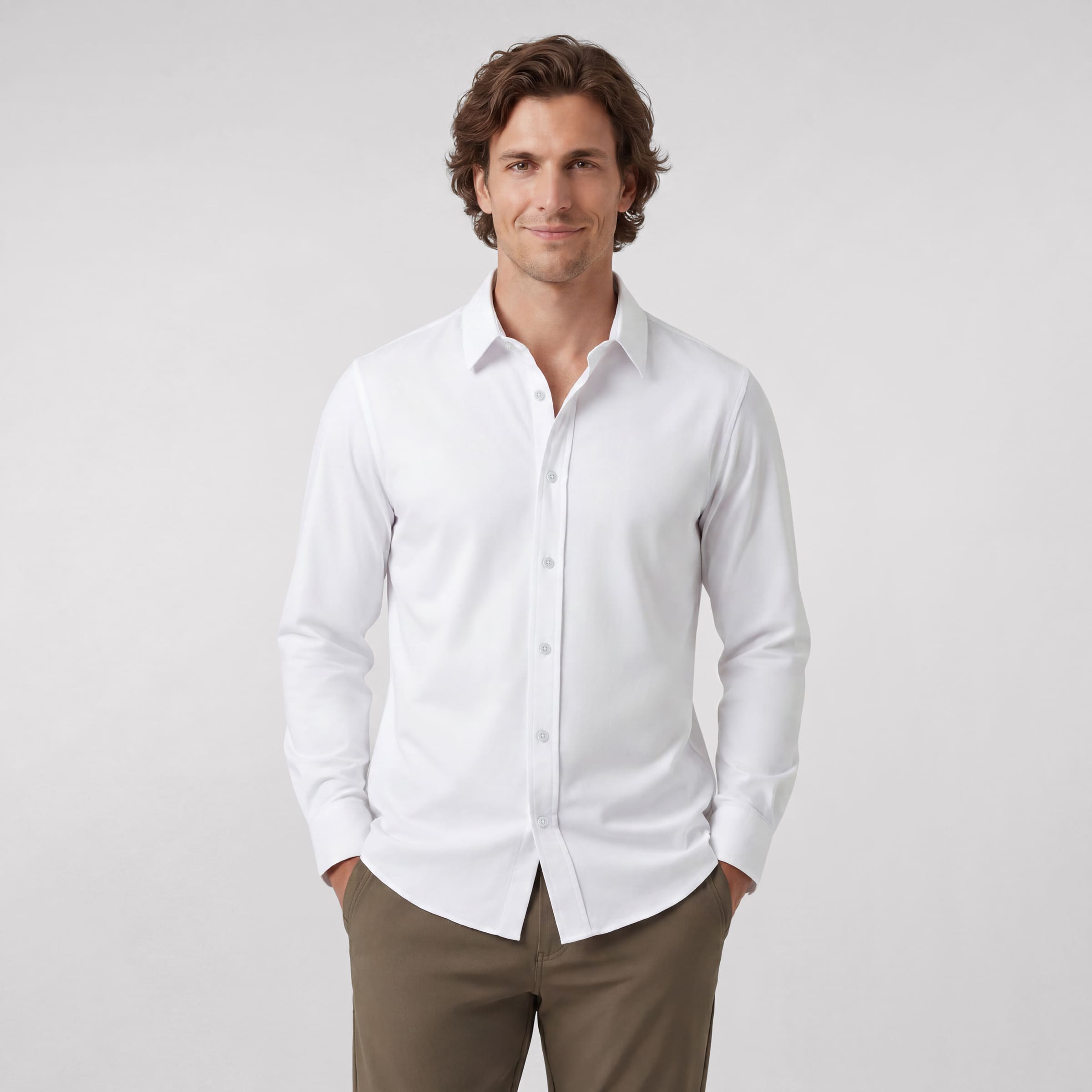 Everywear Shirt - Shorter Length -- True White