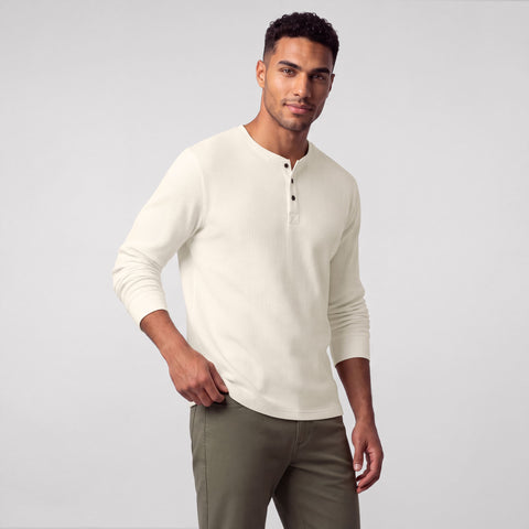 Foundry Waffle Henley -- Cream