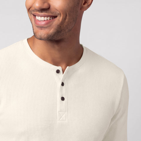 Foundry Waffle Henley -- Cream