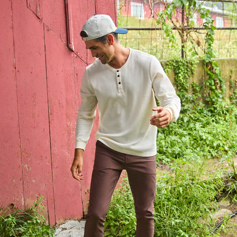 Foundry Waffle Henley -- Cream