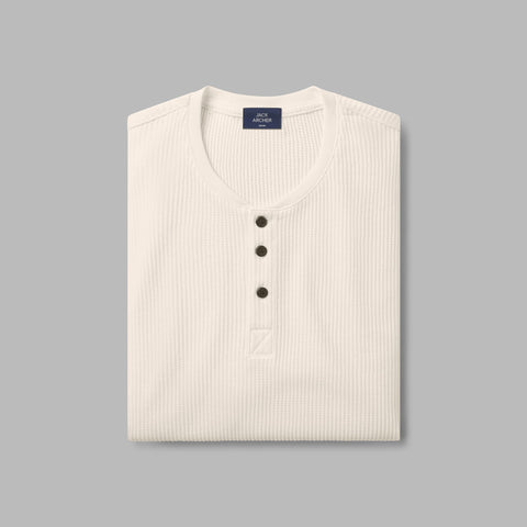 Foundry Waffle Henley -- Cream
