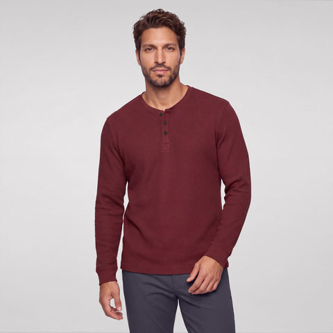 Foundry Waffle Henley -- Maroon