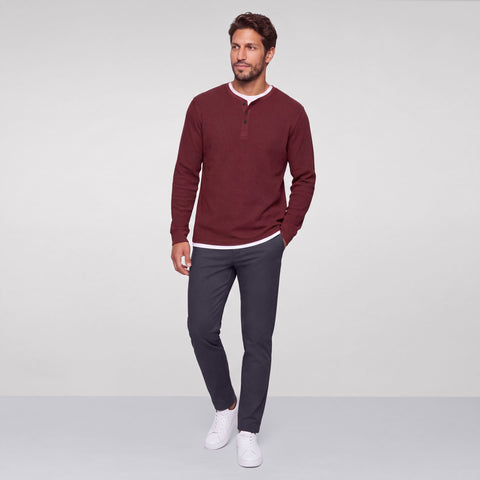 Foundry Waffle Henley -- Maroon