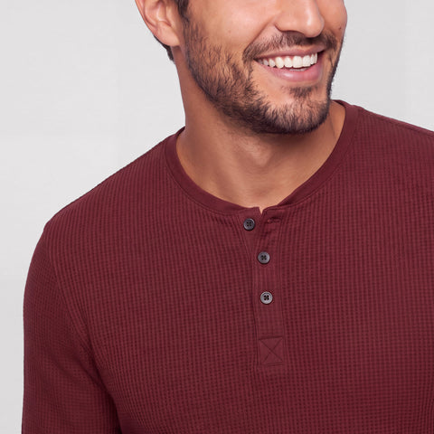 Foundry Waffle Henley -- Maroon