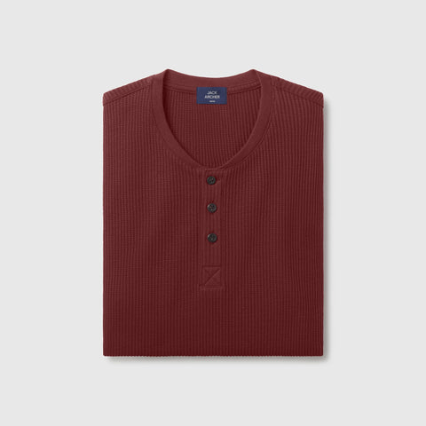 Foundry Waffle Henley -- Maroon