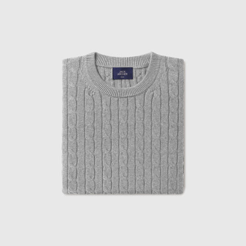 Hudson Cable Knit Sweater -- Medium Heather Gray