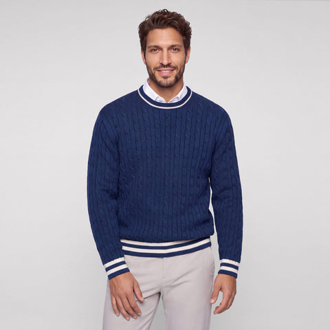 Hudson Cable Knit Sweater -- Navy