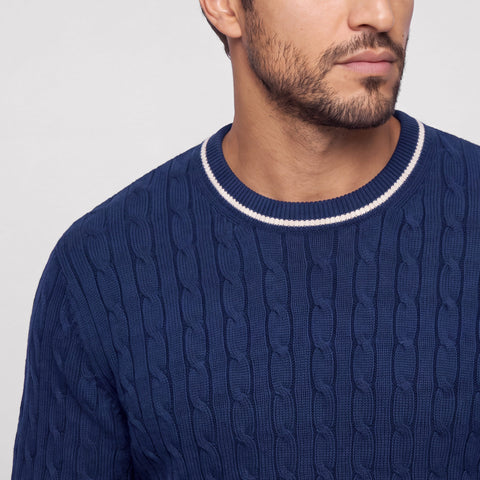 Hudson Cable Knit Sweater -- Navy