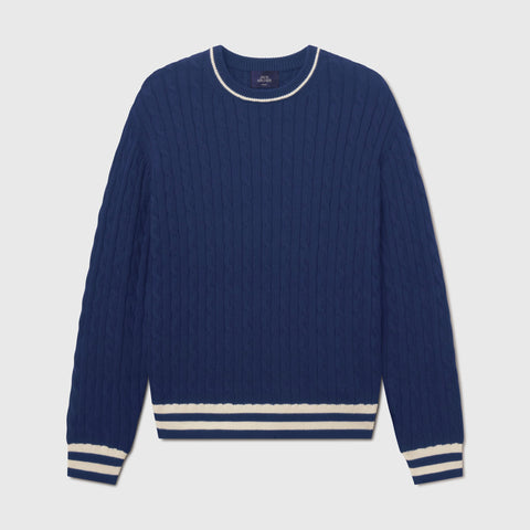 Hudson Cable Knit Sweater -- Navy