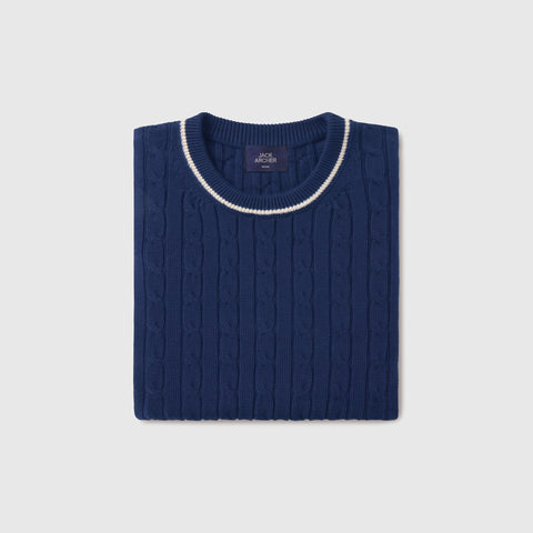 Hudson Cable Knit Sweater -- Navy