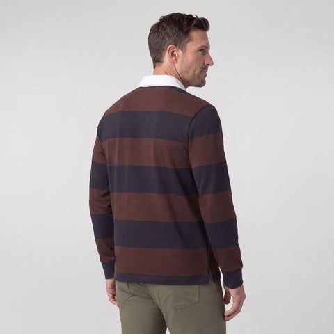 Back view of the Rugby Polo in Chicory and Dark Navy