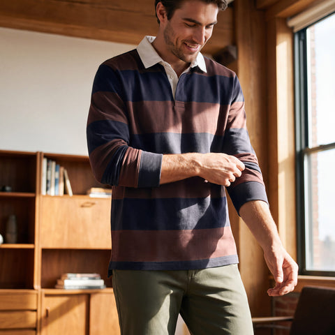 Rugby Polo -- Chicory/Dark Navy