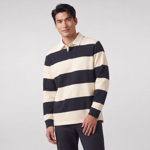 Rugby Polo -- Cream/Dark Navy