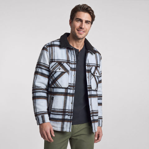 Sherpa Lined Plaid Jacket -- Winter Mist
