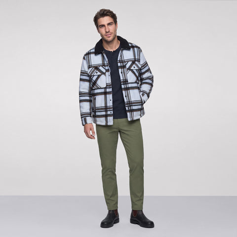 Sherpa Lined Plaid Jacket -- Winter Mist