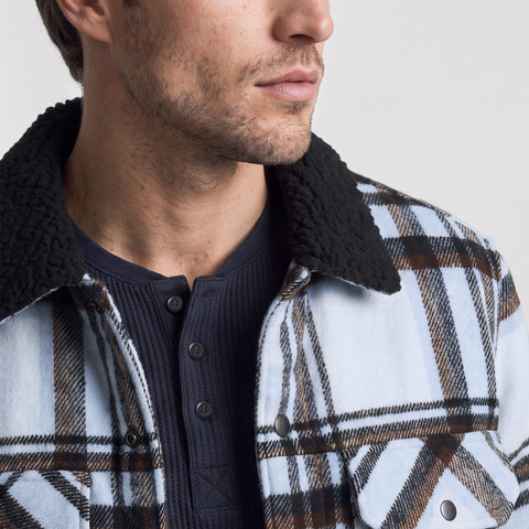 Sherpa Lined Plaid Jacket -- Winter Mist