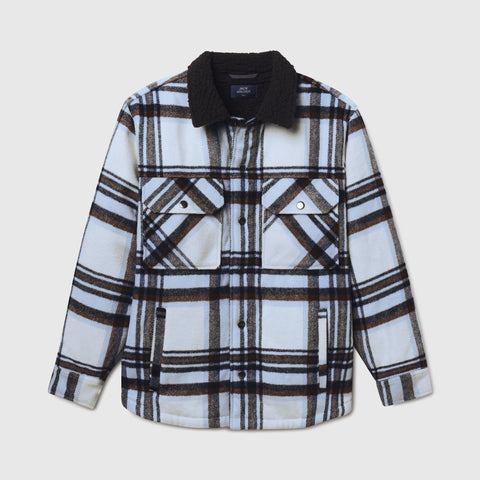 Sherpa Lined Plaid Jacket -- Winter Mist