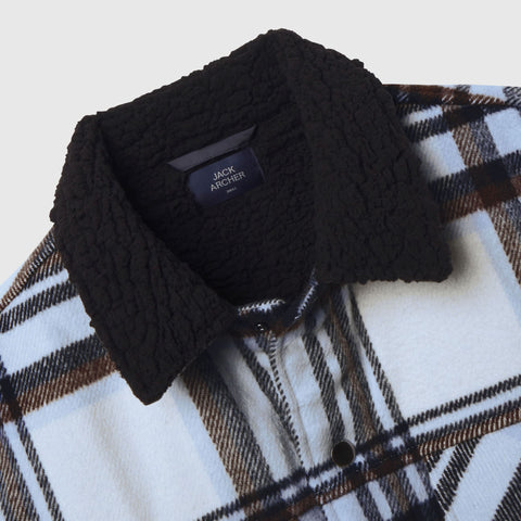 Sherpa Lined Plaid Jacket -- Winter Mist