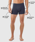 Jetsetter Boxer Briefs featuring stay-flat waistband, no-show seams, and versatile length for comfort and support.