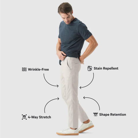 Golf Game Essentials pants with wrinkle-free, stain-repellent, and 4-way stretch features.