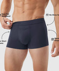 Jetsetter Boxer Briefs highlighting stay-flat waistband, no-show seams, lightweight design.