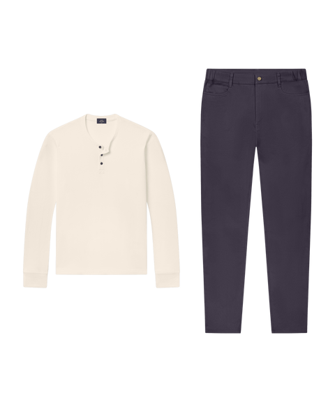 Foundry Waffle Henley Cream – Weekend outfit