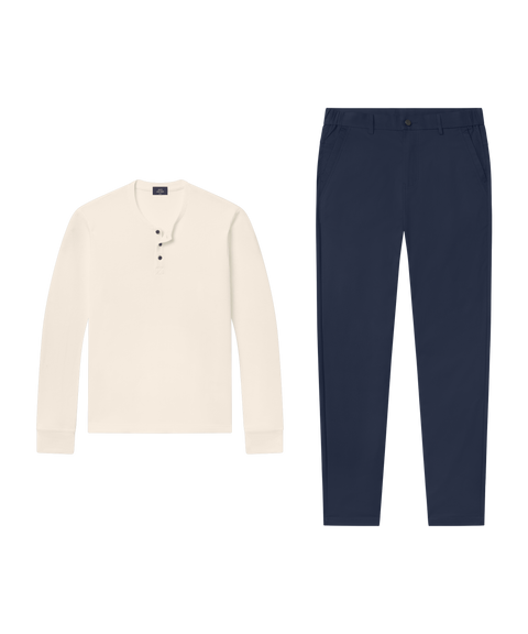 Foundry Waffle Henley Cream – Work outfit