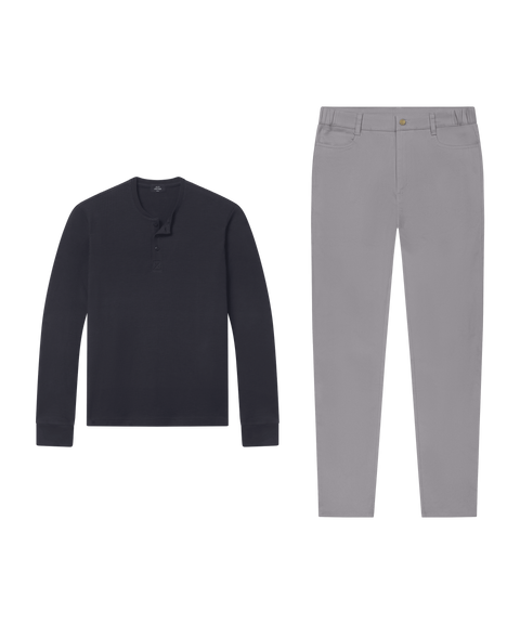 Foundry Waffle Henley Midnight – Weekend outfit
