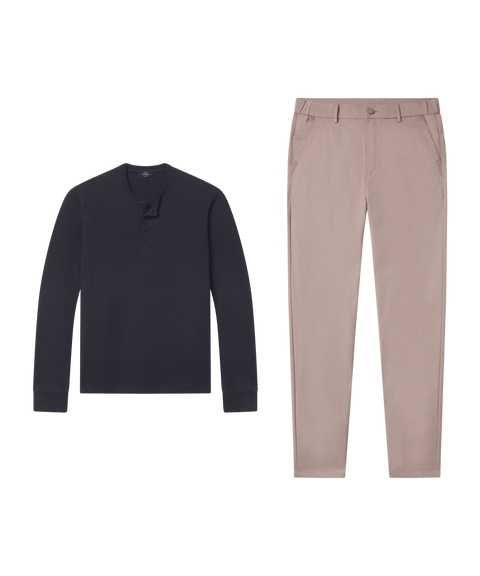 Foundry Waffle Henley Midnight – Work outfit