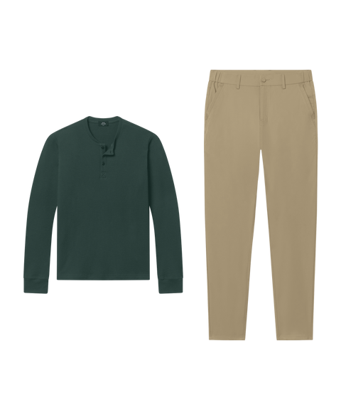 Foundry Waffle Henley Pine Grove – Smart Casual outfit