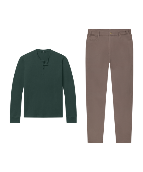 Foundry Waffle Henley Pine Grove – Weekend outfit