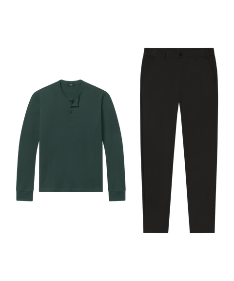 Foundry Waffle Henley Pine Grove – Work outfit
