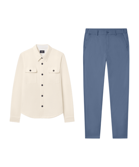 Foundry Waffle Overshirt Cream – Smart Casual outfit