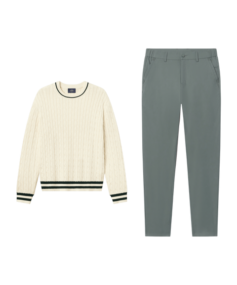 Hudson Cable Knit Sweater Cream – Smart Casual outfit