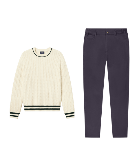 Hudson Cable Knit Sweater Cream – Weekend outfit