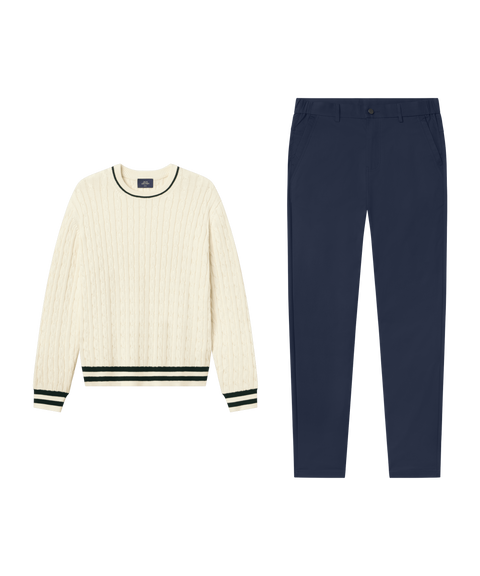 Hudson Cable Knit Sweater Cream – Work outfit