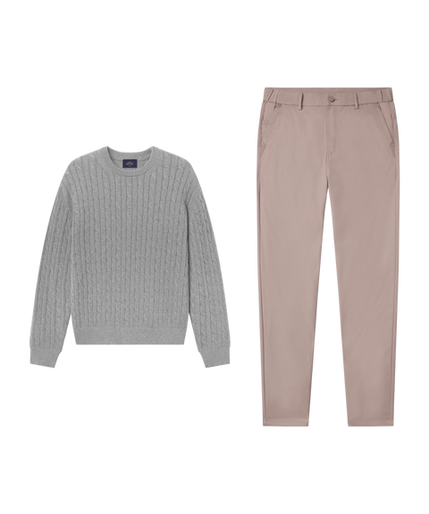Hudson Cable Knit Sweater Medium Heather Gray – Smart Casual outfit