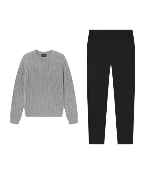 Hudson Cable Knit Sweater Medium Heather Gray – Work outfit