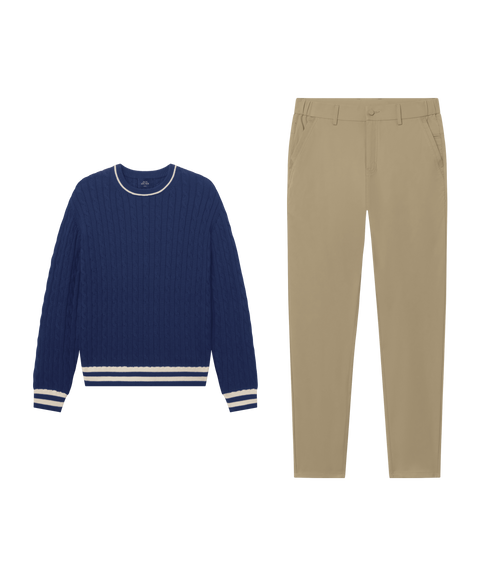Hudson Cable Knit Sweater Navy – Smart Casual outfit