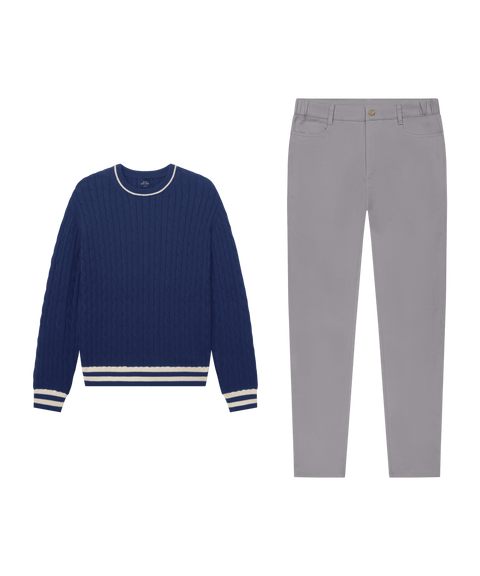 Hudson Cable Knit Sweater Navy – Weekend outfit