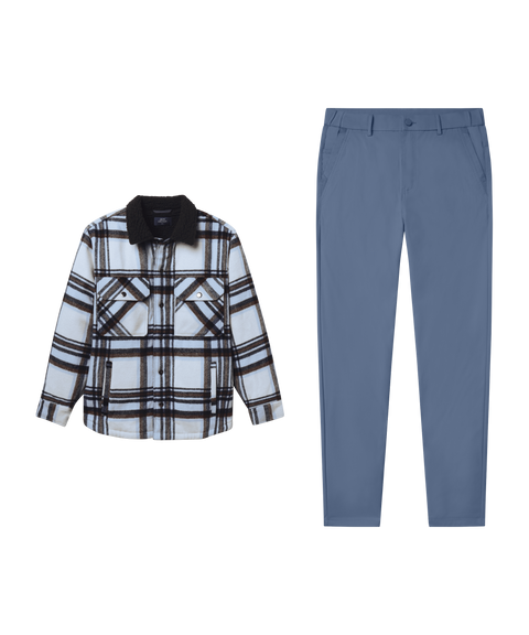 Sherpa Lined Plaid Jacket Winter Mist – Smart Casual outfit
