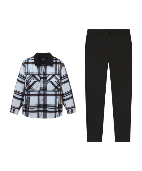 Sherpa Lined Plaid Jacket Winter Mist – Work outfit