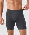 Male model wearing Jetsetter Boxer Briefs showcasing comfort and support with a seamless fit.